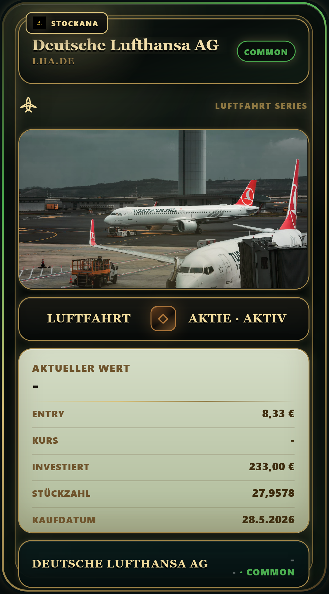 Stockana investment card for Lufthansa