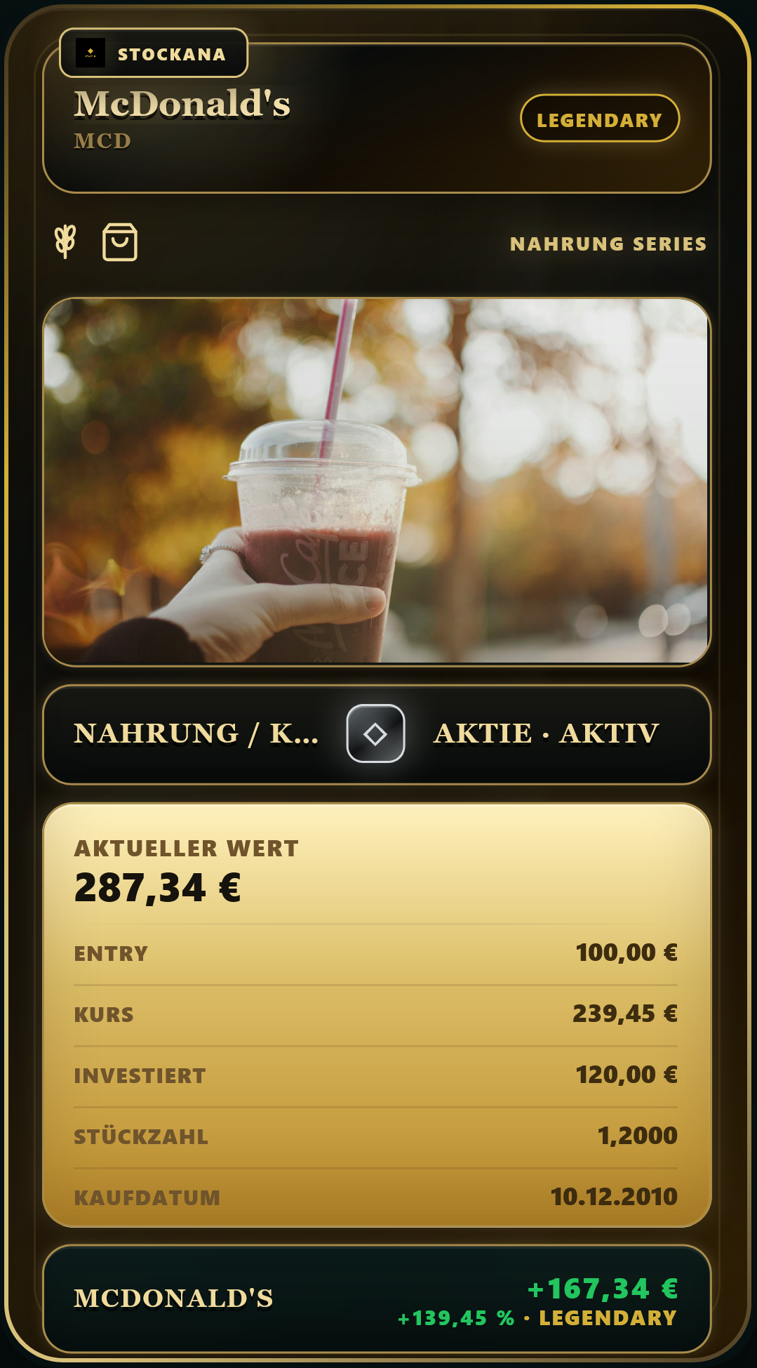 Stockana investment card for McDonald’s