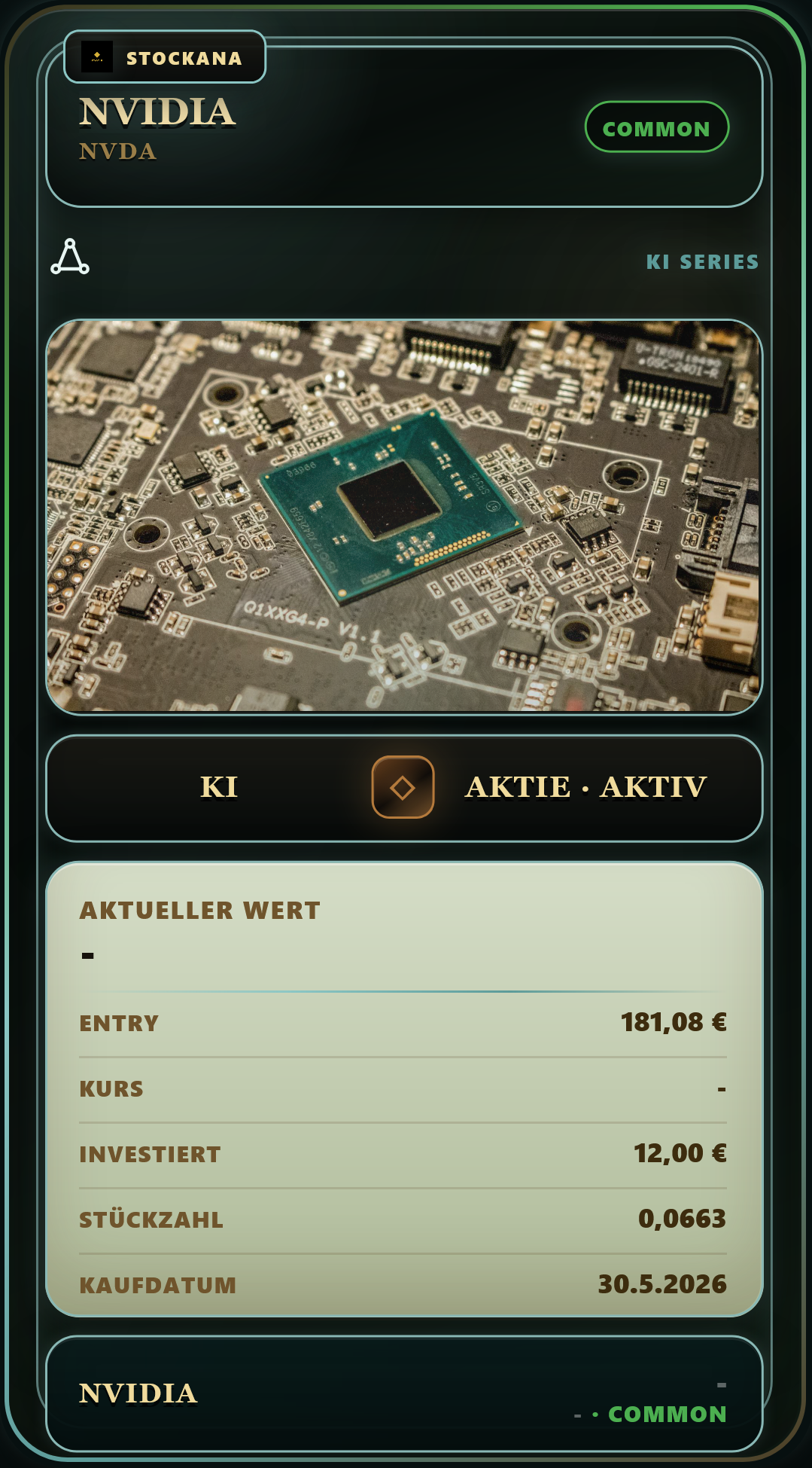 Stockana investment card for NVIDIA