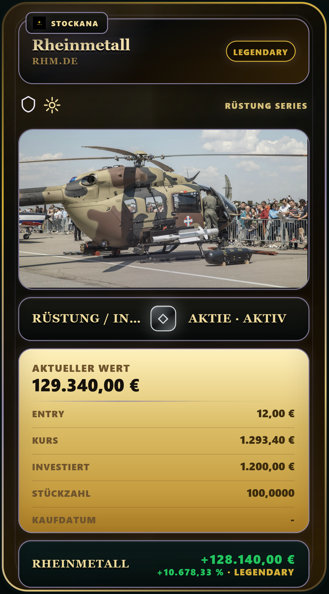 Stockana investment card for Rheinmetall
